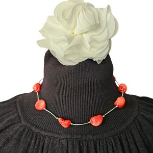 Natural bead necklace coral color